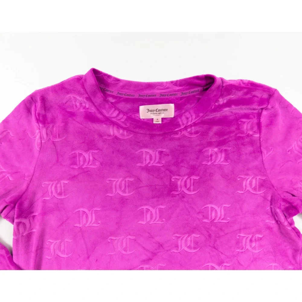 Juicy Couture Top Womens Medium Pink Sleepwear Velour Long Sleeve Lounge Ladies